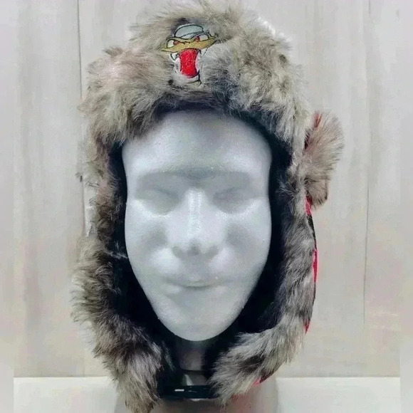 Wisconsin Timber Rattlers MiLB Baseball Head Logo Red Black Plaid Trapper Hat - Picture 1 of 6